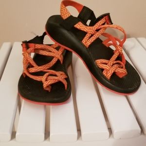 Chacos.  Orange with toe strap. Women's 7